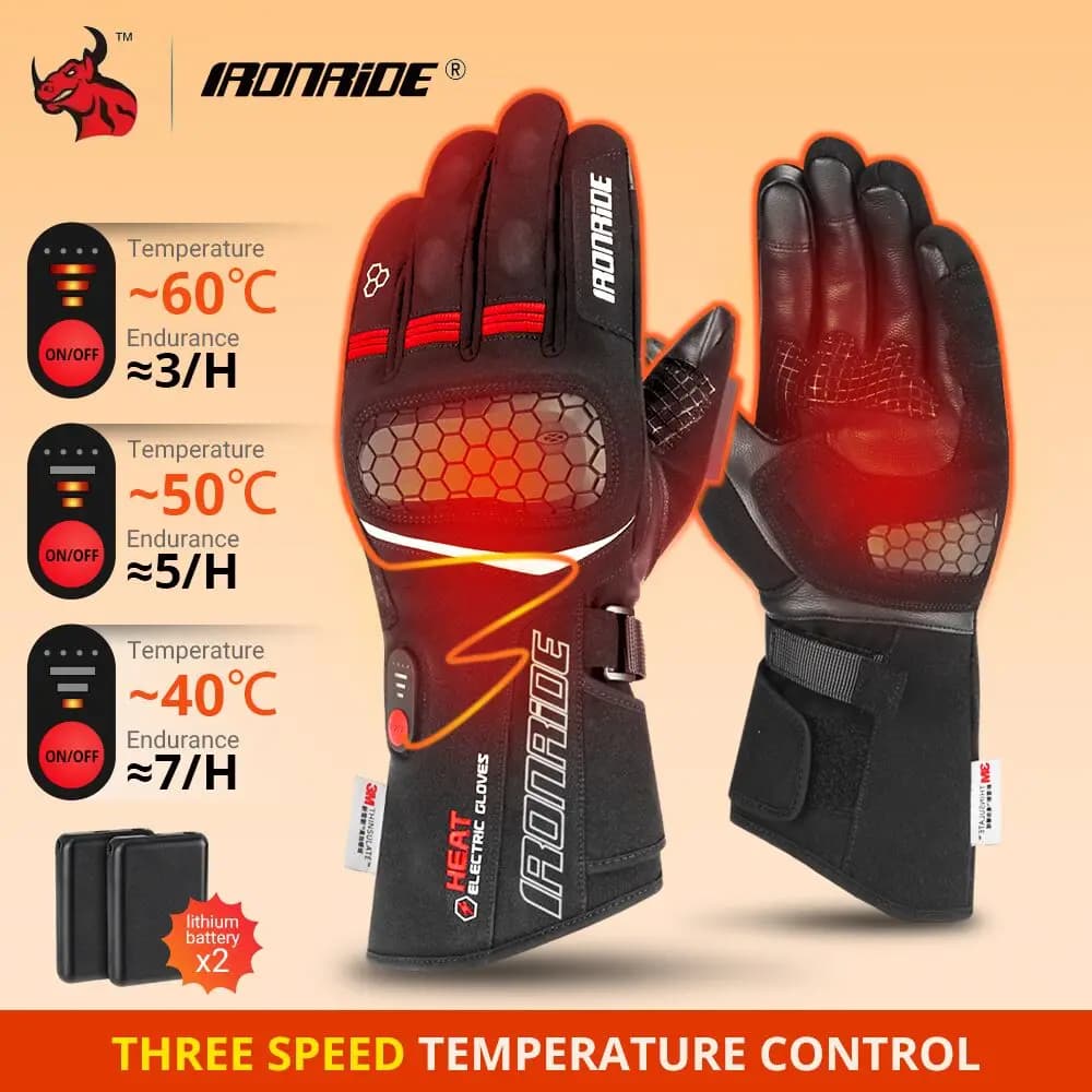 Guanti invernali riscaldati per moto per motoslitta, sci, guanti da equitazione con isolamento termico impermeabile con batteria ricaricabile