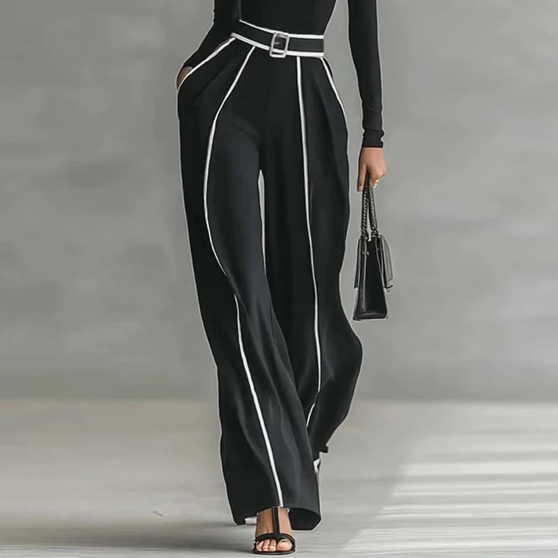 Modigirl Women's Spring Autumn Loose High Waisted Trousers 2026 New Casual Simple Trendy Urban Ladies Black Pants with Belt
