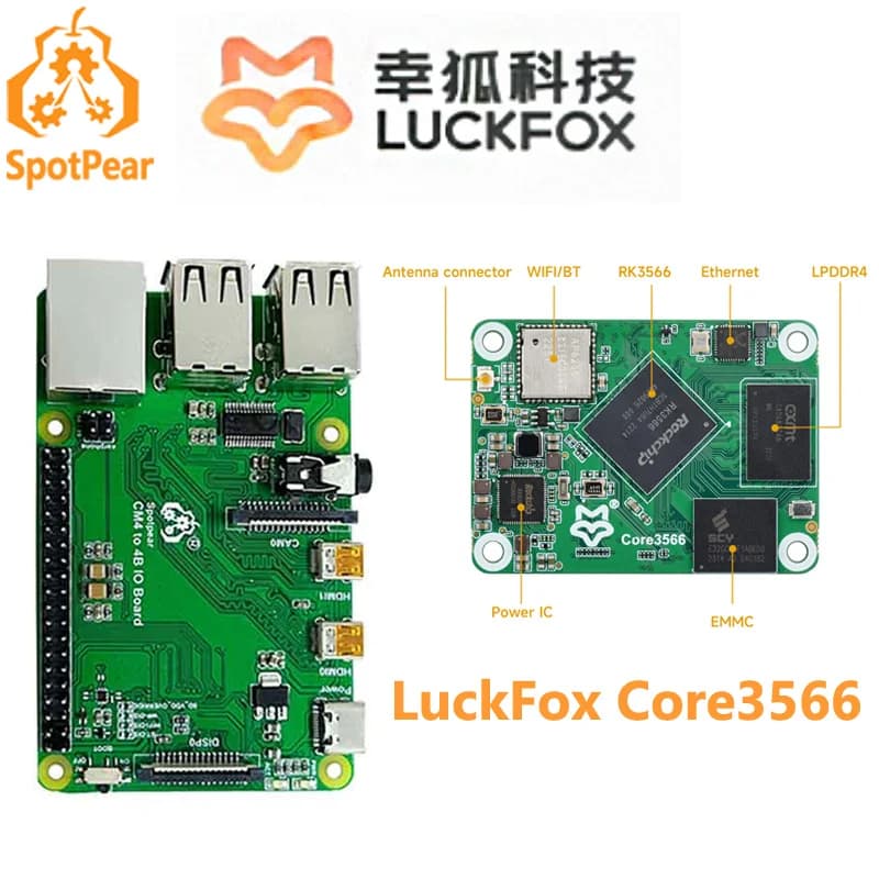 Optional IO card LuckFox Core3566 RK3566 for RAM / eMMC / wireless compatible with Raspberry Pi CM4