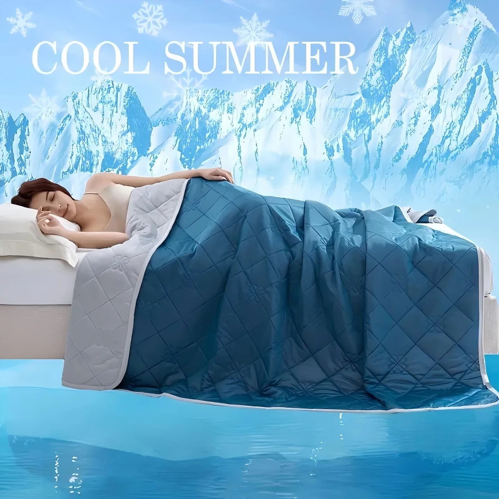 1pc Large Cooling Blanket for Hot Sleepers, Dual-Sided Soft & Lightweight Summer Bedding, Contemporary Geometric Pattern,