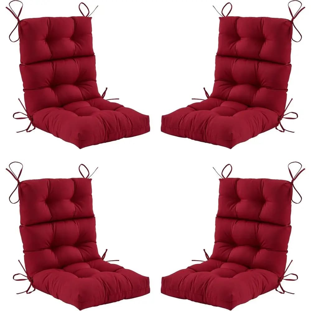 Set di 4 cuscini per sedie da esterno con schienale alto, cuscini impermeabili per mobili da giardino per tutte le stagioni con lacci, 45x22 pollici, adatti per A