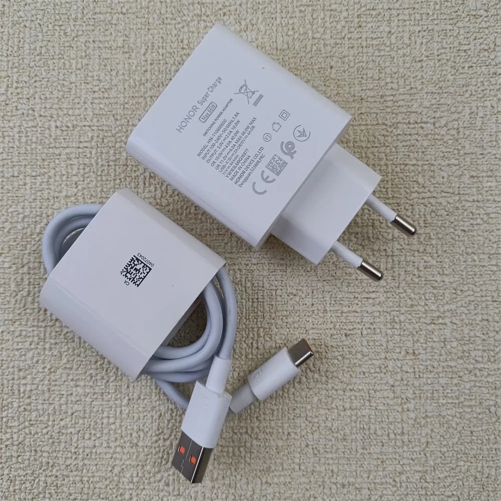 Adattatore di ricarica super a doppia porta da 66 W per Honor 400 200 Pro Magic 7 6 5 Pro V5 V3 Adattatore di commutazione Powe Cavo veloce USB C/PD 6A
