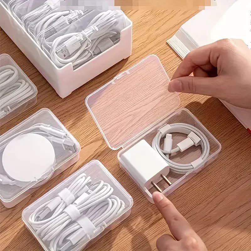 Set di Scatole Organizzatrici per Cavi in Plastica Resistente, Accessori per Ufficio, Gestione Cavi di Ricarica e Dispositivi Mobili