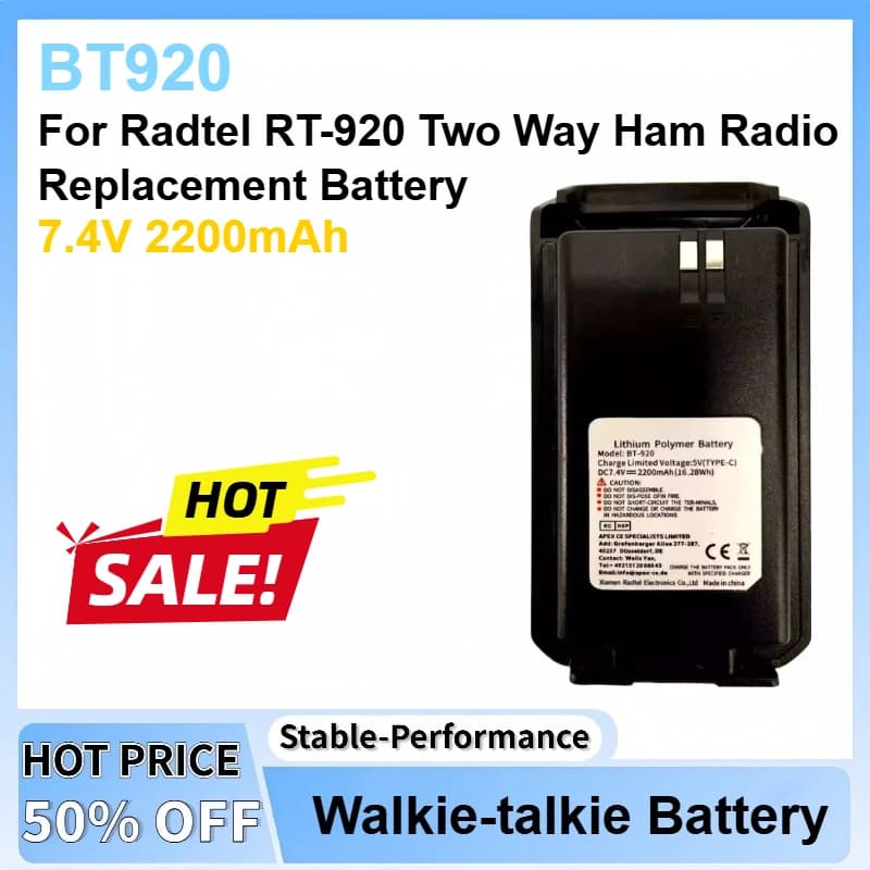 Nuovo 7.4V 2200mAh BT920 Walkie Talkie Li-Ion Batteria Per Radtel RT-920 Bidirezionale Ham Radio Batteria di Ricambio