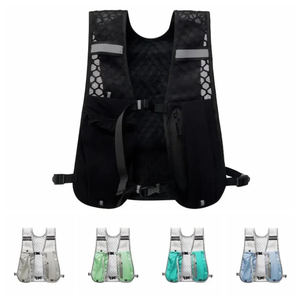 New vests for racing water bottle Light running vest Reflective backpack for hydration with phone support