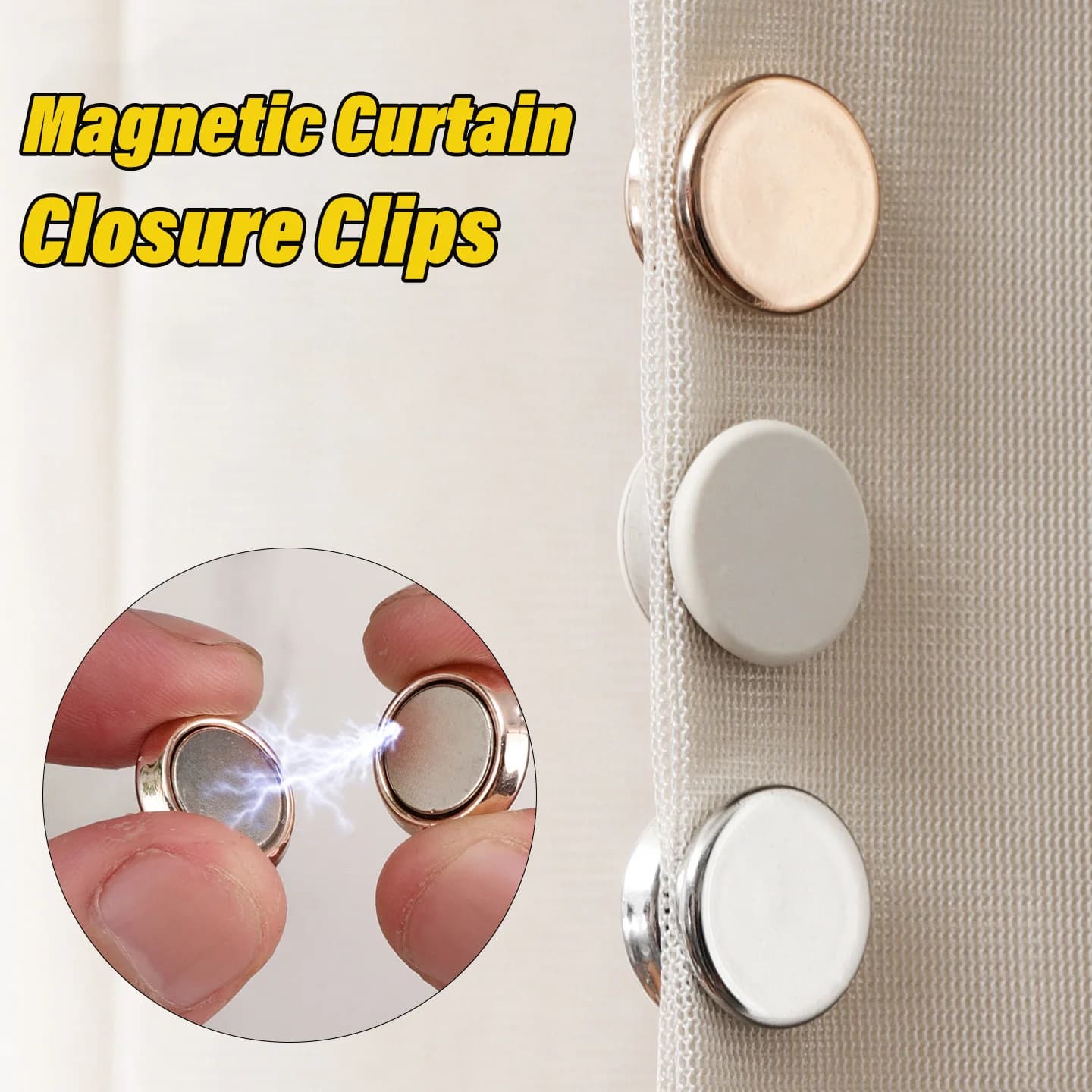 4/8Pairs Curtain Magnetic Button Detachable Curtain Fix Fastener Clip Prevent Light Adjustment Window Screen Close Magnet Buckle