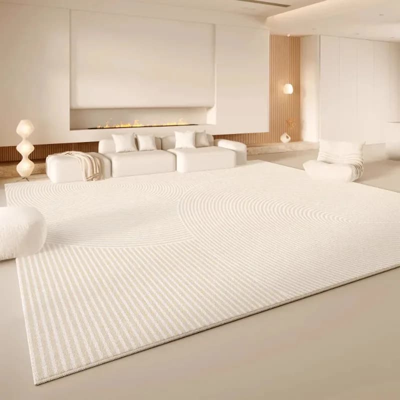 Tappeto Minimalista VIKAMA Bianco Crema, Antiscivolo, Morbido, per Soggiorno, Stile Wabi-Sabi, Tappetino per Camera da Letto e Arredamento Casa