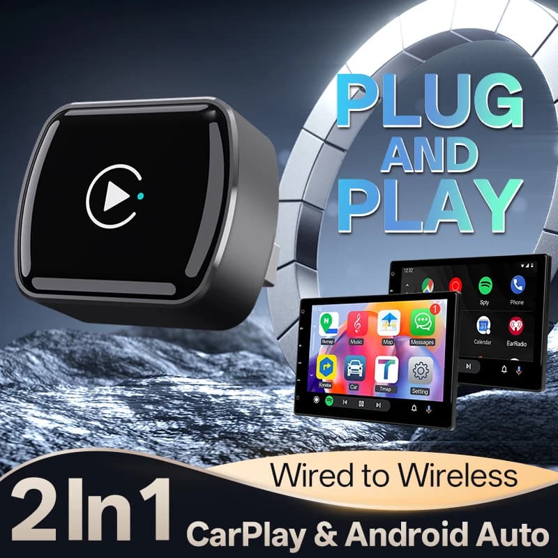 Hippcron Wireless CarPlay Android Auto Adapter Wired to Wireless 2 in 1 Smart Box USB Interface Plug and Play