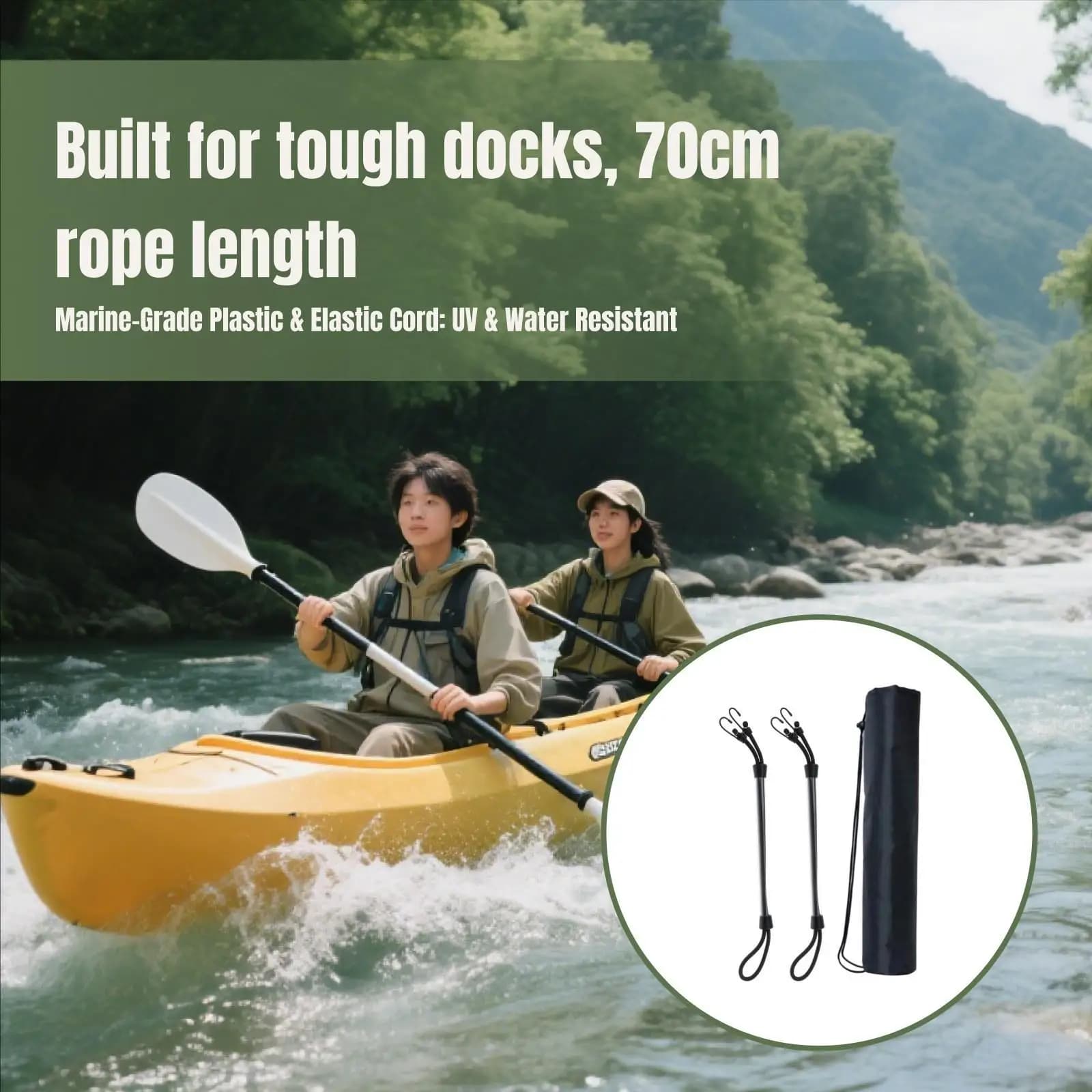 Dock Poles Set Elastic Rope with Storage Bag Durable Waterproof Boat Accessory for Marine Rail Netting
