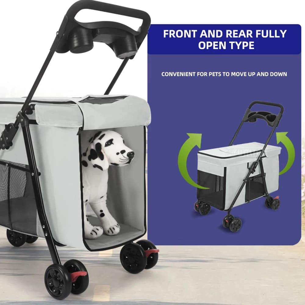 Multifunctional Foldable Pet Stroller for Medium and Large Dogs, Portable Large Dog Carrier for Outdoor Travel