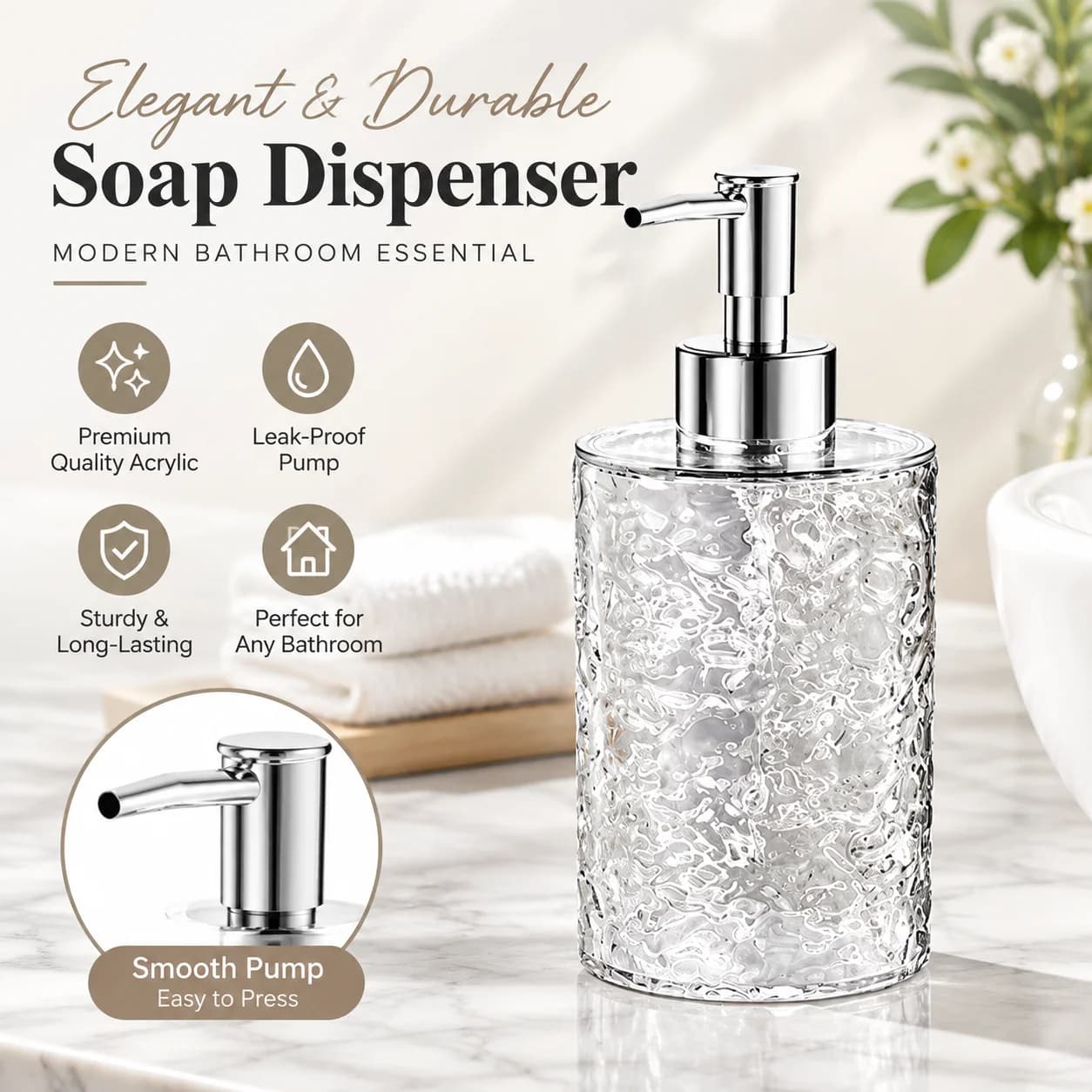 Luxury Foaming Shampoo Dispenser Bottle Travel Foam Pump Bottle for Body Wash Hand Soap Refillable Plastic Press Container