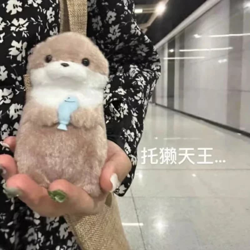 Nuova bambola lontra da 11 cm Simpatico piccolo lontra Piccolo animale peluche Simpatico Internet Vento rosso Mini bambola Decorazione da tavolo Regalo di Natale