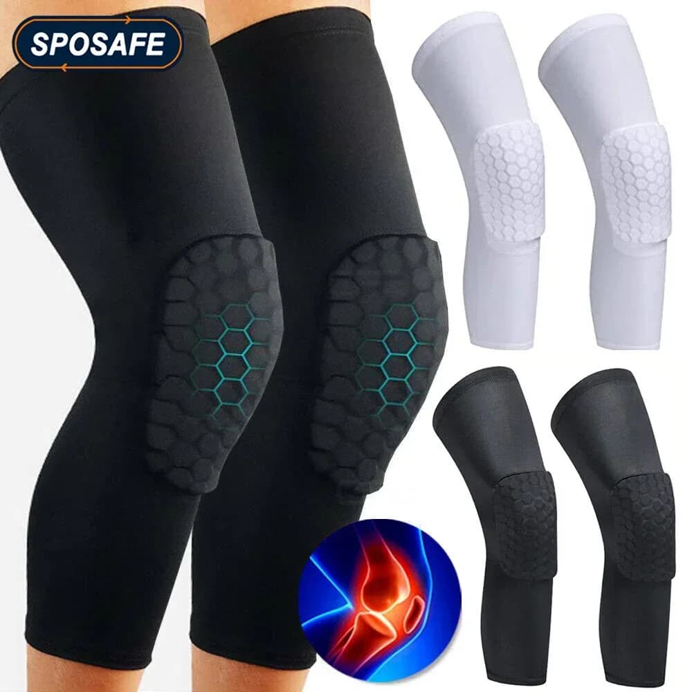 1 pair of honeycomb long sleeves compression leg protector men cycling basketball football volleyball tennis