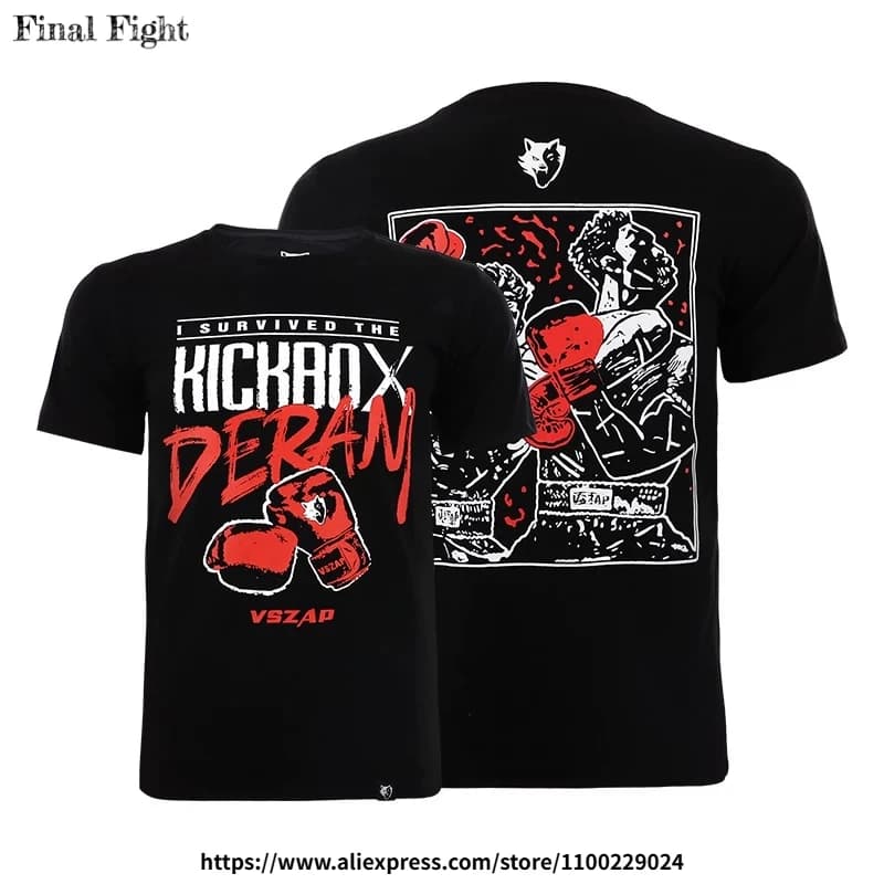 Vszap Boxe T Shirt Cotone BJJ Jiu Jitsu MMA Camicie da allenamento Fitness Wrestling Sparring Grappling Kickboxing Boxe Rash Guard
