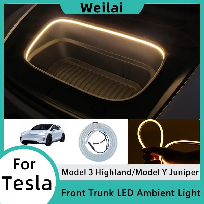 Modello Y Juniper 2025 Tronco Anteriore Luce Ambientale Per Tesla Modello 3 Highland LED Frunk Luce Striscia di Silicone Trim Lampada Accessori