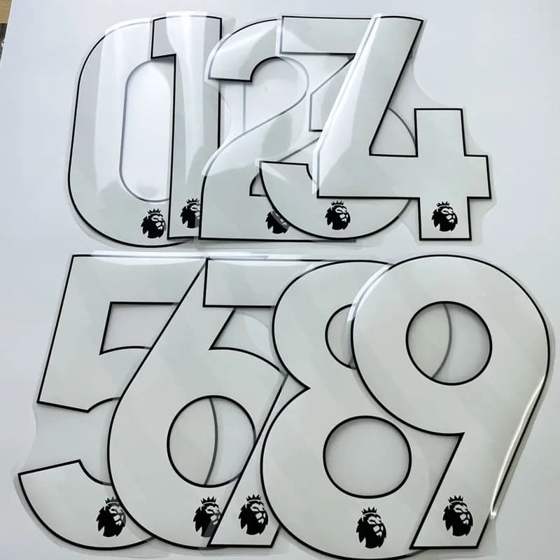English Premier League 2023 2024 Soccer Jerseys with White and Black Numbers, Thermotransferable Gel Printing, Applied Numbers