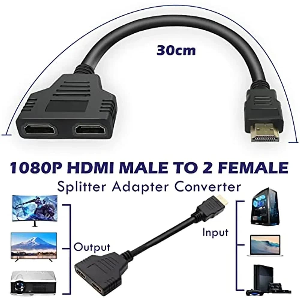 Cavo adattatore HDMI HD 4K 1080P, splitter a Y a 2 porte, 1 ingresso 2 uscite, per TV LCD, PS3, cavi splitter compatibili HDMI