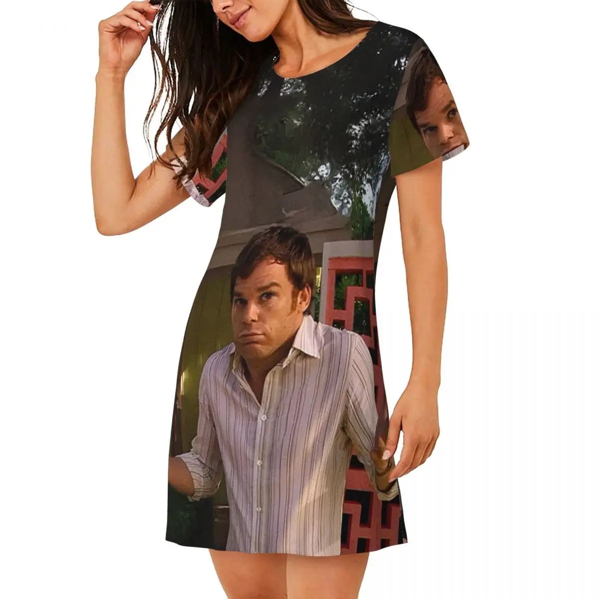 Camicia da notte personalizzata a maniche corte con stampa Dexter Morgan, per dormire, camicia da notte da donna a maniche corte, vestito pigiama ampio