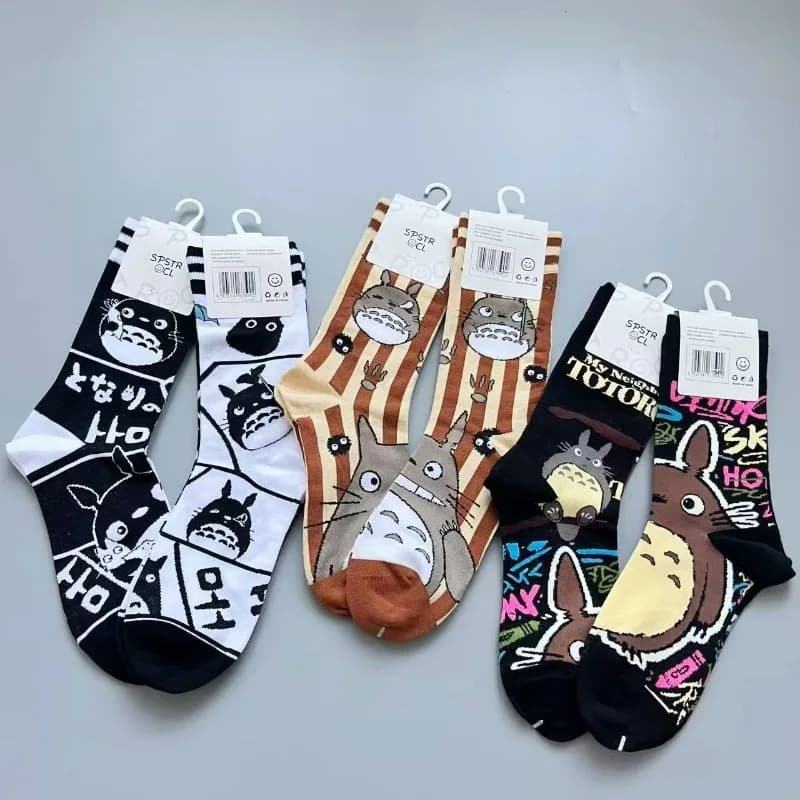 1PCS My Neighbor Totoro Cute Cartoon Printed Mid Calf Socks Soft Breathable Fashion Casual Mid Tube Hosiery for Daily Wear