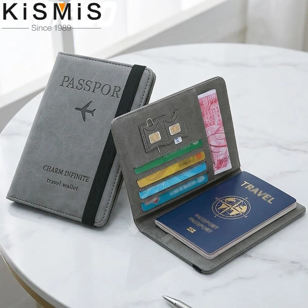 Portafoglio da Viaggio Sottile in Pelle con Blocco RFID per Donne, Porta Passaporto Multifunzione e Porta Carte