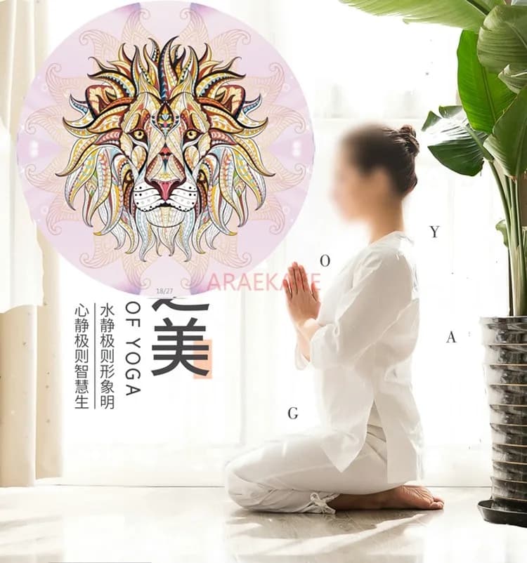 Round Carpet in Camoscio for Yoga and Meditation, Natural Rubber Anti-slip Mat for Women, Jump Mat with Corda