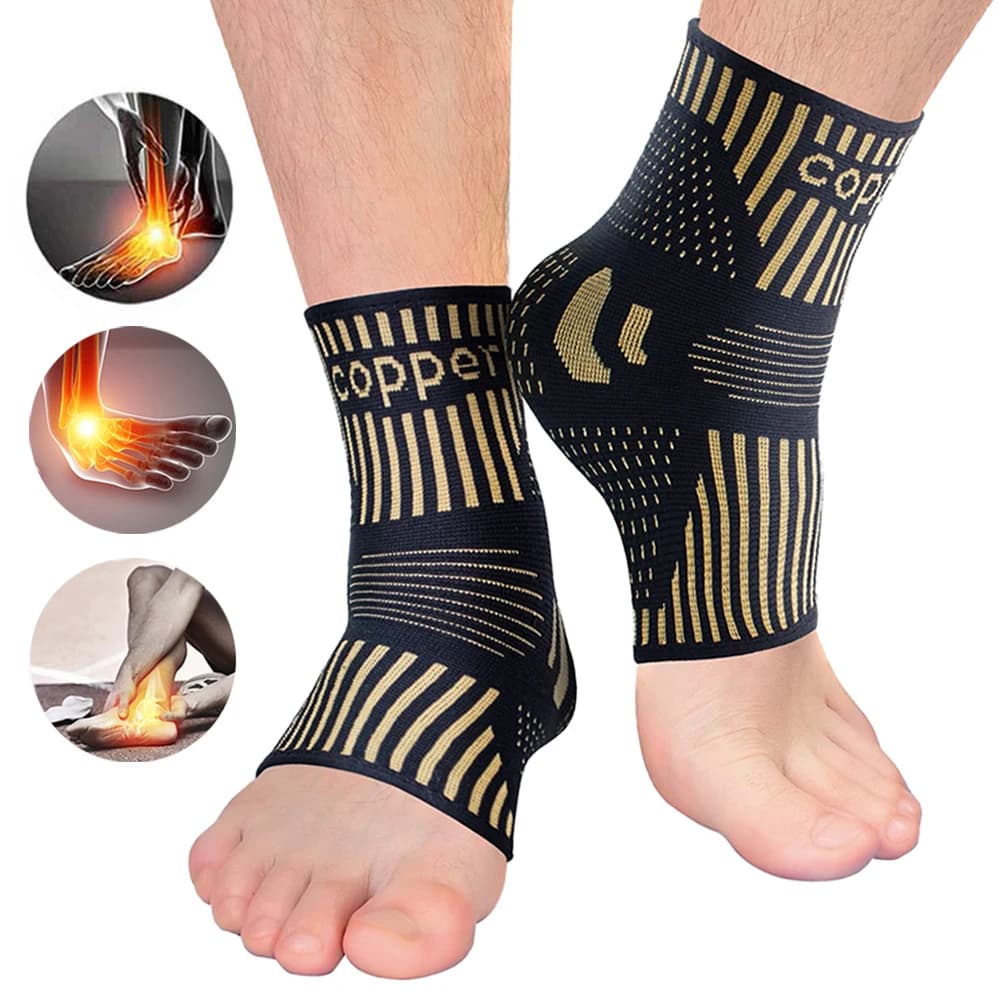 1 paio di bretelle alla caviglia infuse in rame supporto per il piede maniche a compressione per uomo donna, stabilizzatore alla caviglia per fascite, slogato