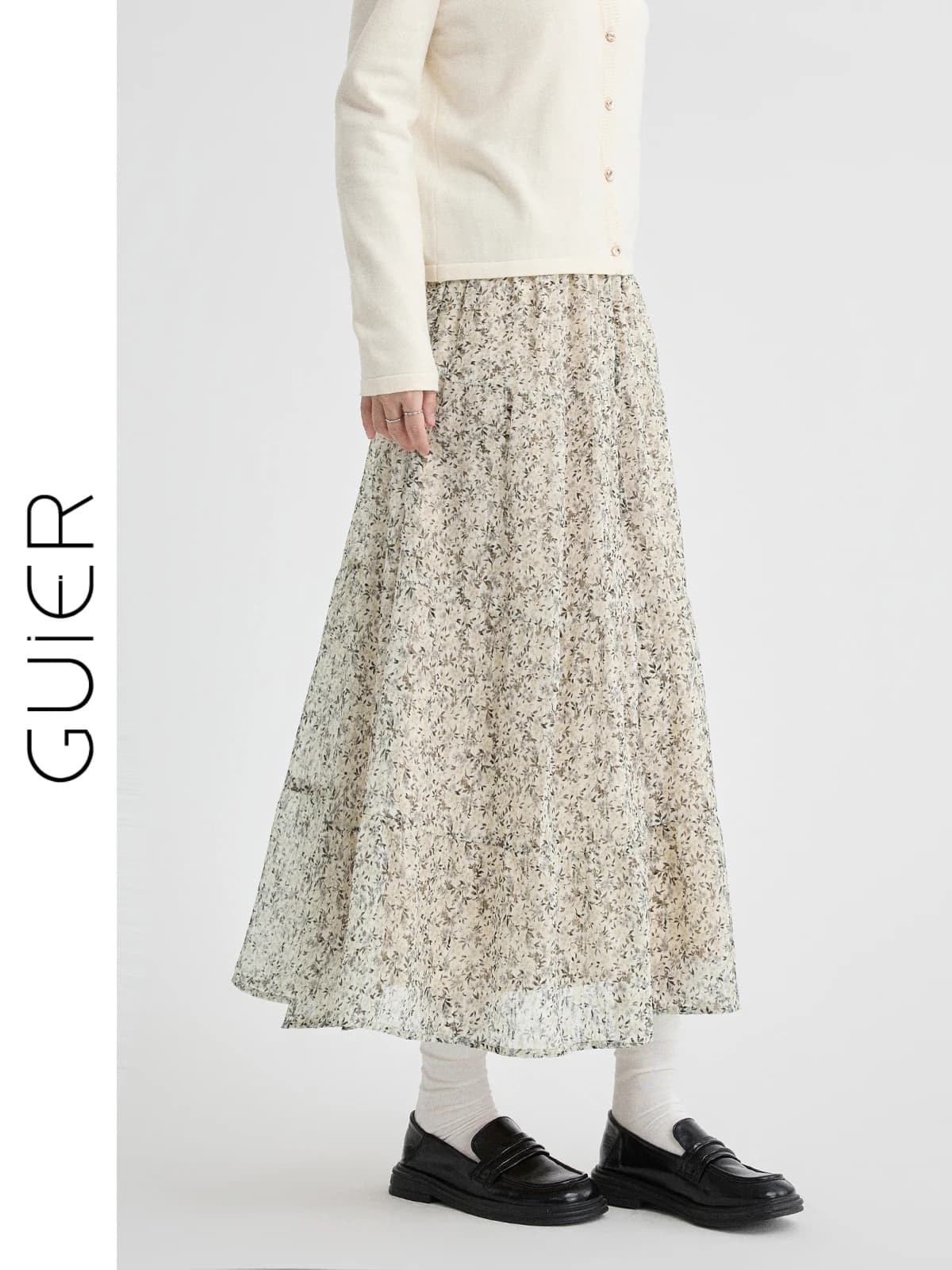 High Waist Floral Print Asymmetrical Skirt Women's Spring Summer A-Line Midi Skirt Comfortable Fit Casual Style Skirt