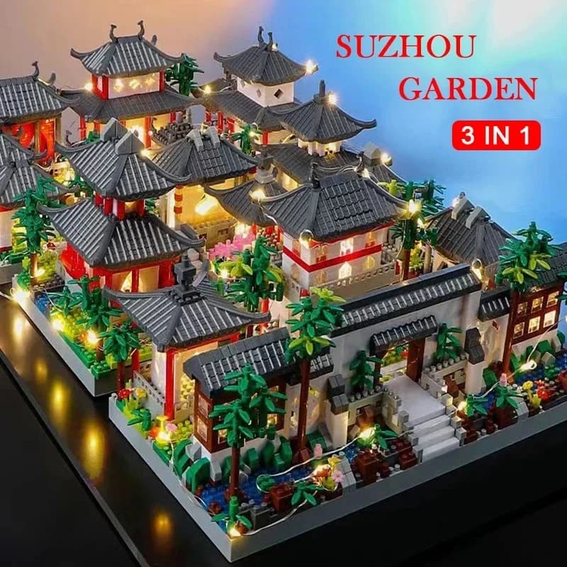 Blocchi di costruzione in miniatura di giardini classici a Suzhou, Cina, modelli architettonici, grandi case, ornamenti da collezione