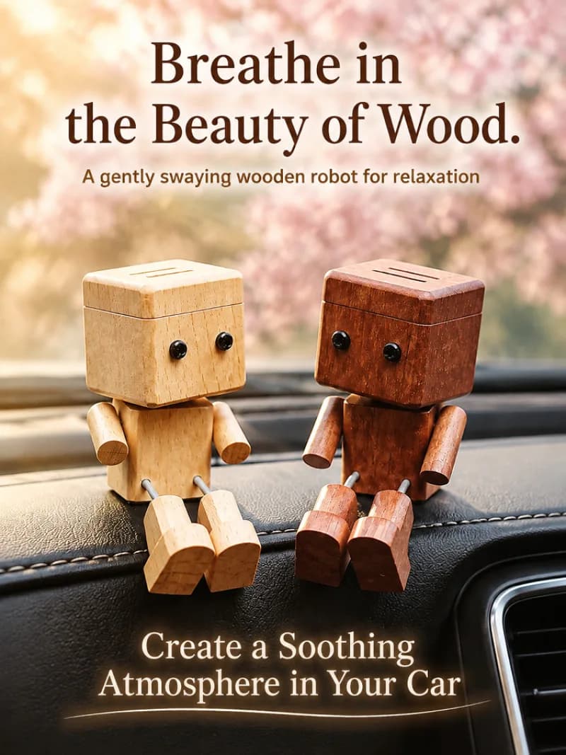Wooden Figure Car Aromatherapy Ornament Cute Mini Wooden Man Car Air Freshener Diffuser Vehicle Interior Car Perfume Accessories