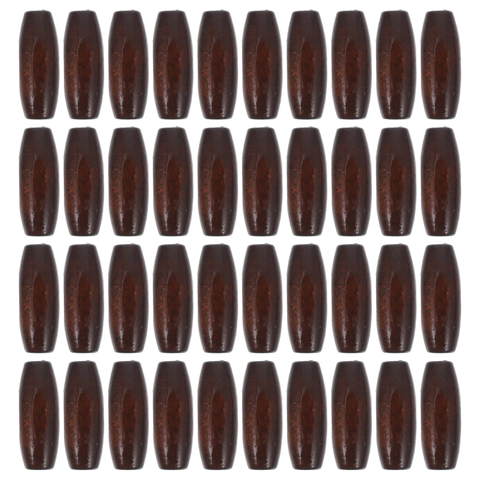 50Pcs Natural Oval Maple Wood Beads 2.5mm Hole Handcrafted Smooth Finish Craft Beads for Macrame Bracelets Curtains Farmhouse
