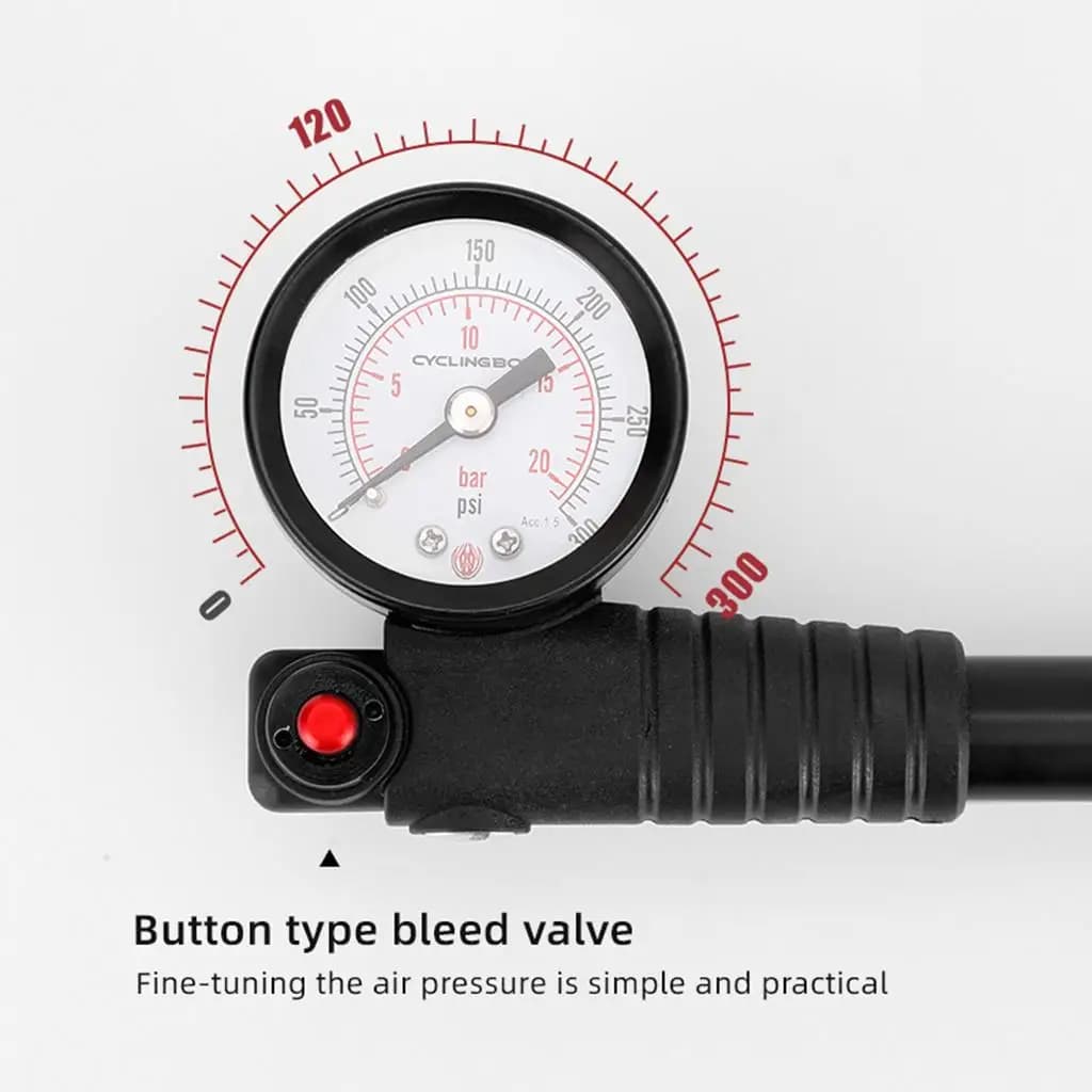 Pump with Air Bleed Button Portable Durable Mini 12 inch Bike Tire Pump & Shock Pump
