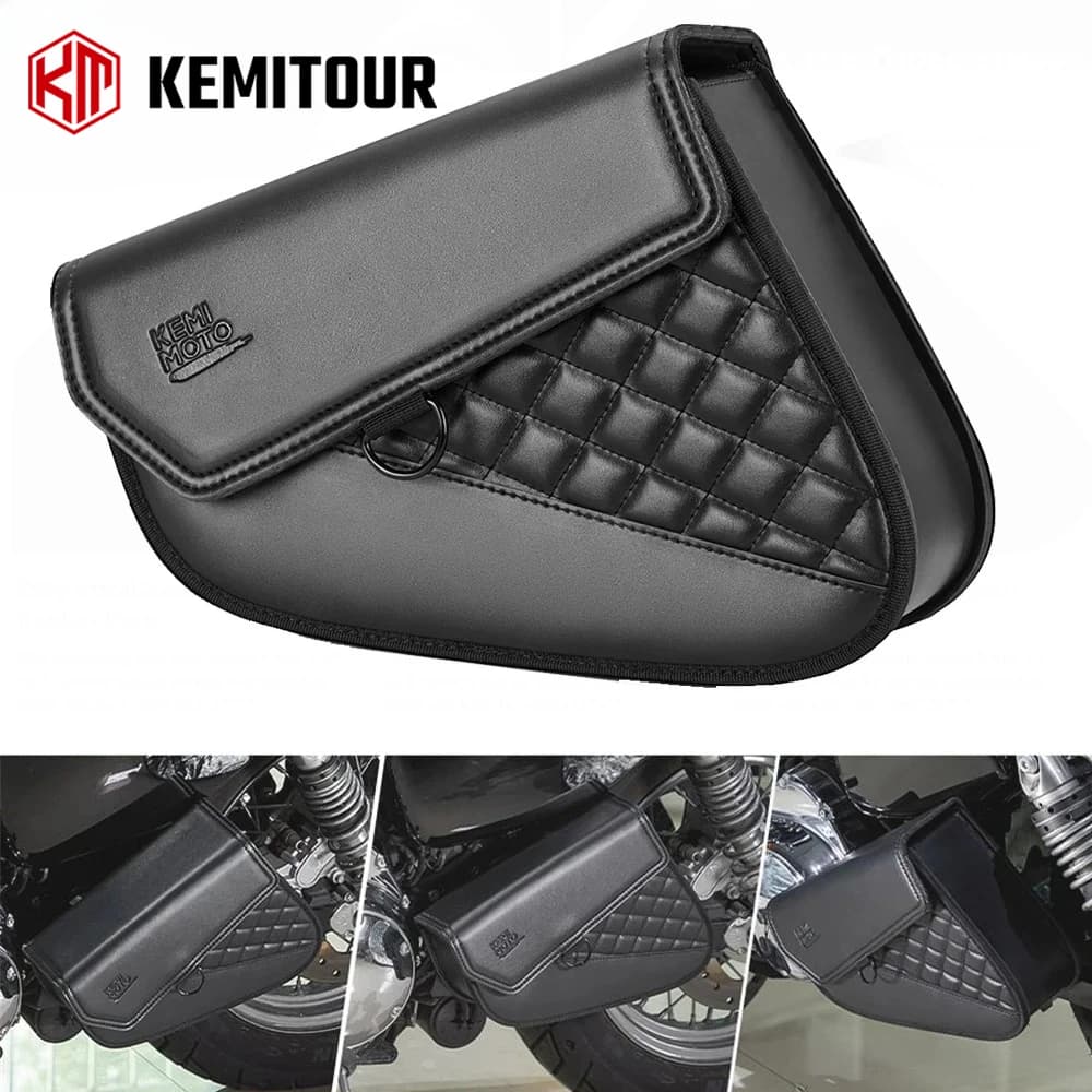 Borsa laterale per forcellone per moto Borsa per attrezzi laterale Borsa per braccio oscillante in pelle sintetica impermeabile per Kit Sportster Iron 883 Street 750