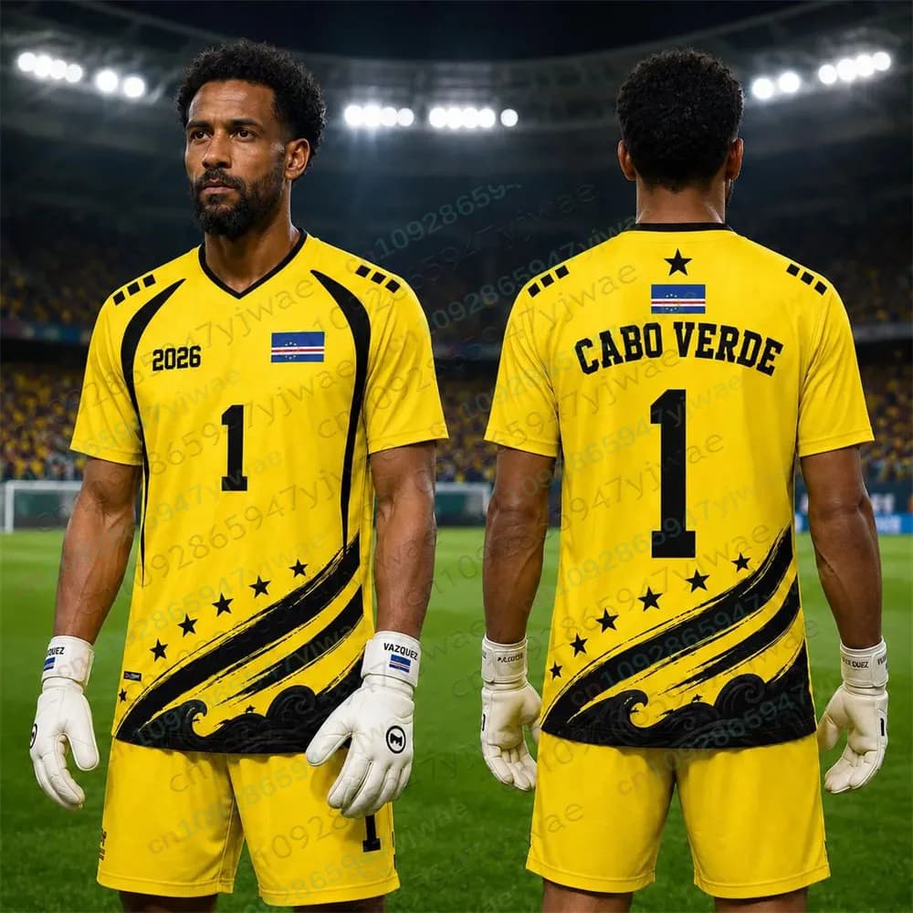 2026 Cabo Verde Goalkeeper Football Jersey Soccer Shirt Top Loose Breathable Speed Drying Sportswear Top Adult Kid's T-shirts
