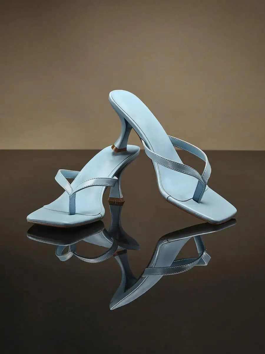Mules con Punta Quadrata e Tacco Basso, Scarpe Estive Eleganti