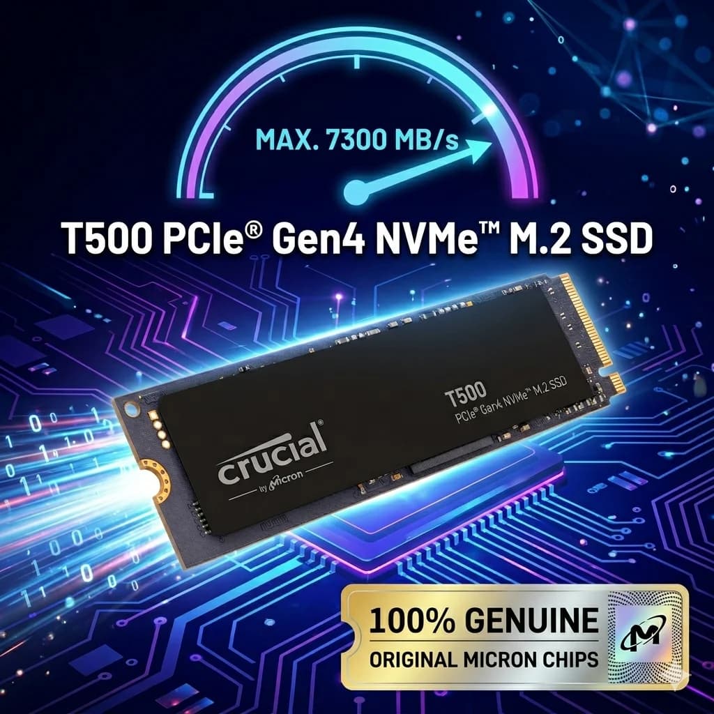 Crucial T500 1TB Gen4 NVMe M.2 SSD 7300MB/s Unità a Stato Solido Interna per Gaming per PS5 Laptop PC CT1000T500SSD8 OEM Originale