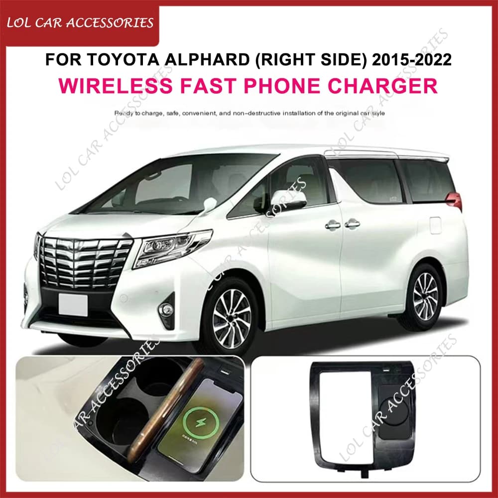 15W Car Wireless Magnetic Attraction Charging Panel For Toyota Alphard (Right Side) 2015-2022 Fast Phone Charger Plate Holder