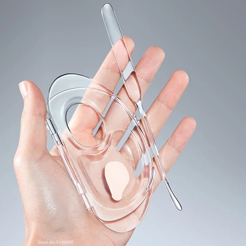 Set di aste per crema per miscelazione Spatola per bastoncini di miscelazione Vassoio portaoggetti Strumento cosmetico Tavolozza per fondotinta liquido pieghevole Kit di strumenti per trucco acrilico