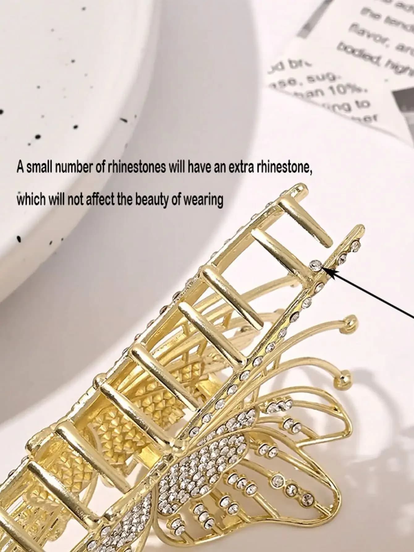Accessorio per capelli da donna con fermaglio a forma di farfalla in metallo con strass, per acconciature a coda di cavallo e feste