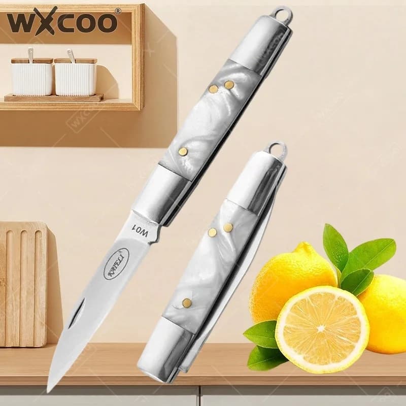 WXCOO Coltelli da Cucina in Acciaio Inossidabile, Coltello Tascabile Durevole per Uso Domestico, Coltello Pieghevole per Frutta, Mannaia per Carne, Accessori da Cucina