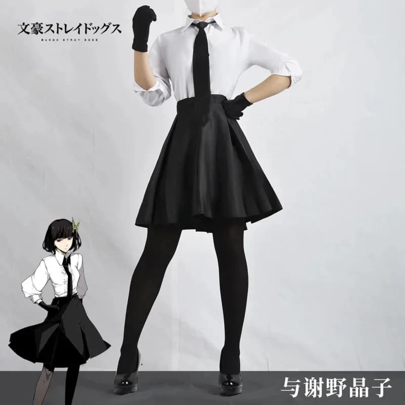 Akiko Yosano Cosplay Bungo Stray Dogs Costumi Sexy Insane Uniforme Camicia Gonna Cravatta Parrucca Guanto Calza Costume per Le Donne C GJb;4.