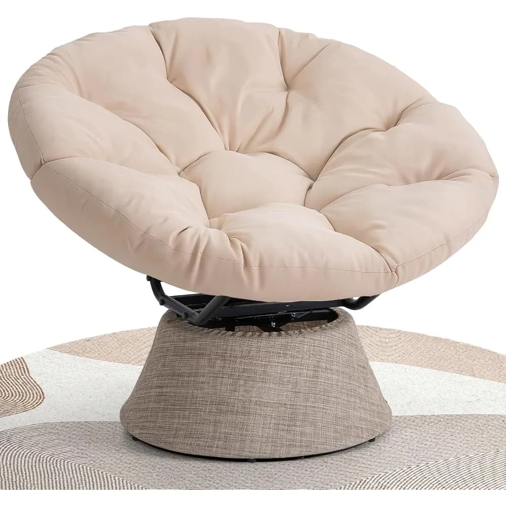 Sedia ergonomica Papasan con cuscino morbido e spesso e robusta struttura in acciaio, sedia girevole a 360 gradi per soggiorno, camera da letto, Re