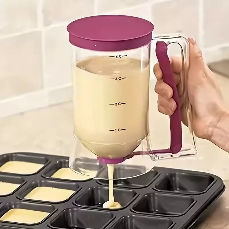 Dispenser per impasto da 900 ml con etichetta graduata e impugnatura a pressione per pancake, biscotti, torte e waffle