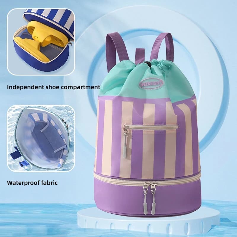 Borsa da nuoto per bambini con separazione bagnato/asciutto, borsa sportiva, zaino portatile a cartoni animati, borsa da spiaggia, impermeabile