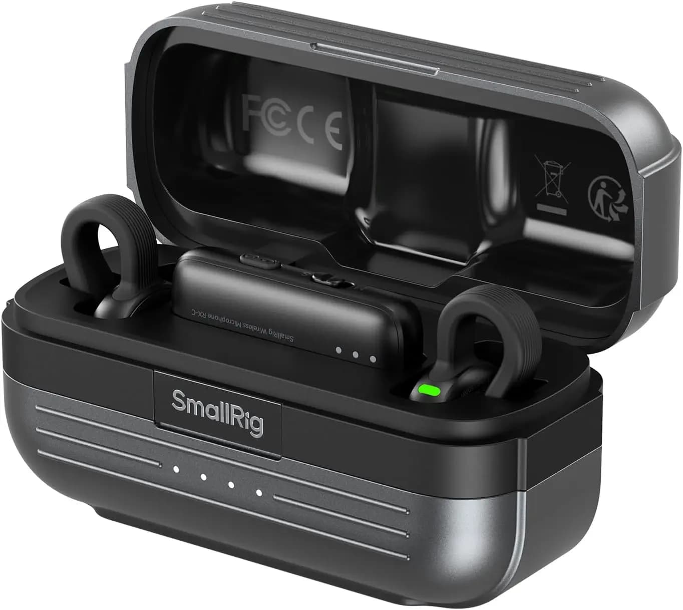 Wireless Microphone Compact for Android and Action Cam, Battery 48h, Reduction of Noise, USB-C Charging Case (Black)