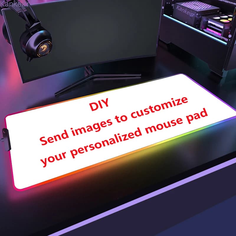 Fai da te grande tappetino per mouse HD personalizzato Led Rgb mousepad luminescenza tappetino per mouse computer portatile Gamer Pasd PC Gaming Cool grande tappetino da scrivania XXL