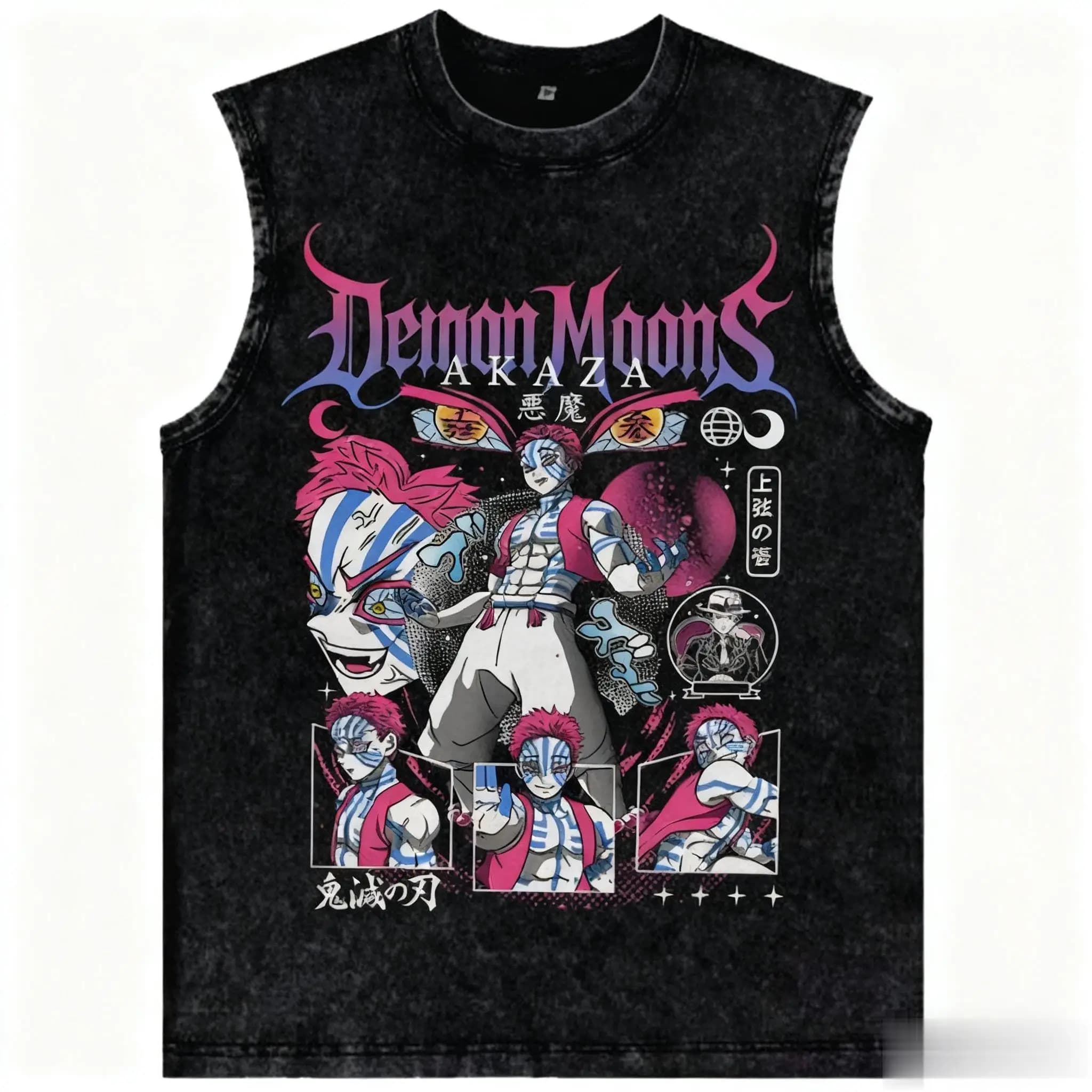 2025 Harajuku Demon Slayer Anime Gilet da palestra Uomo Donna Oversize Vintage lavato Maglietta senza maniche Stampa grafica Canotta Streetwear