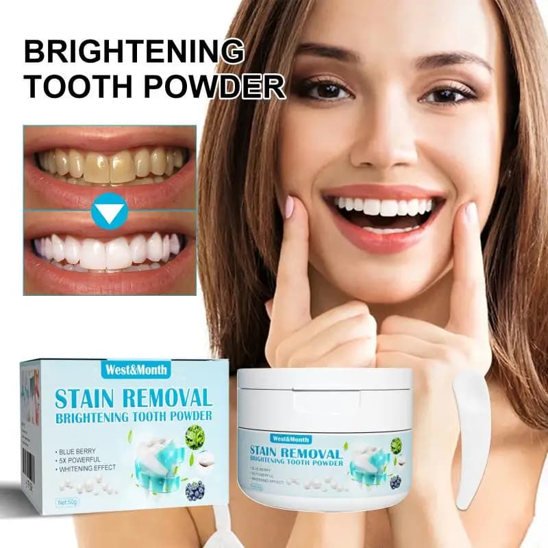 Polvere Dentifricia al Bicarbonato di Sodio e Mirtillo, Sbiancante Perla, Alito Fresco, Rimuove lo Sbiancamento dei Denti