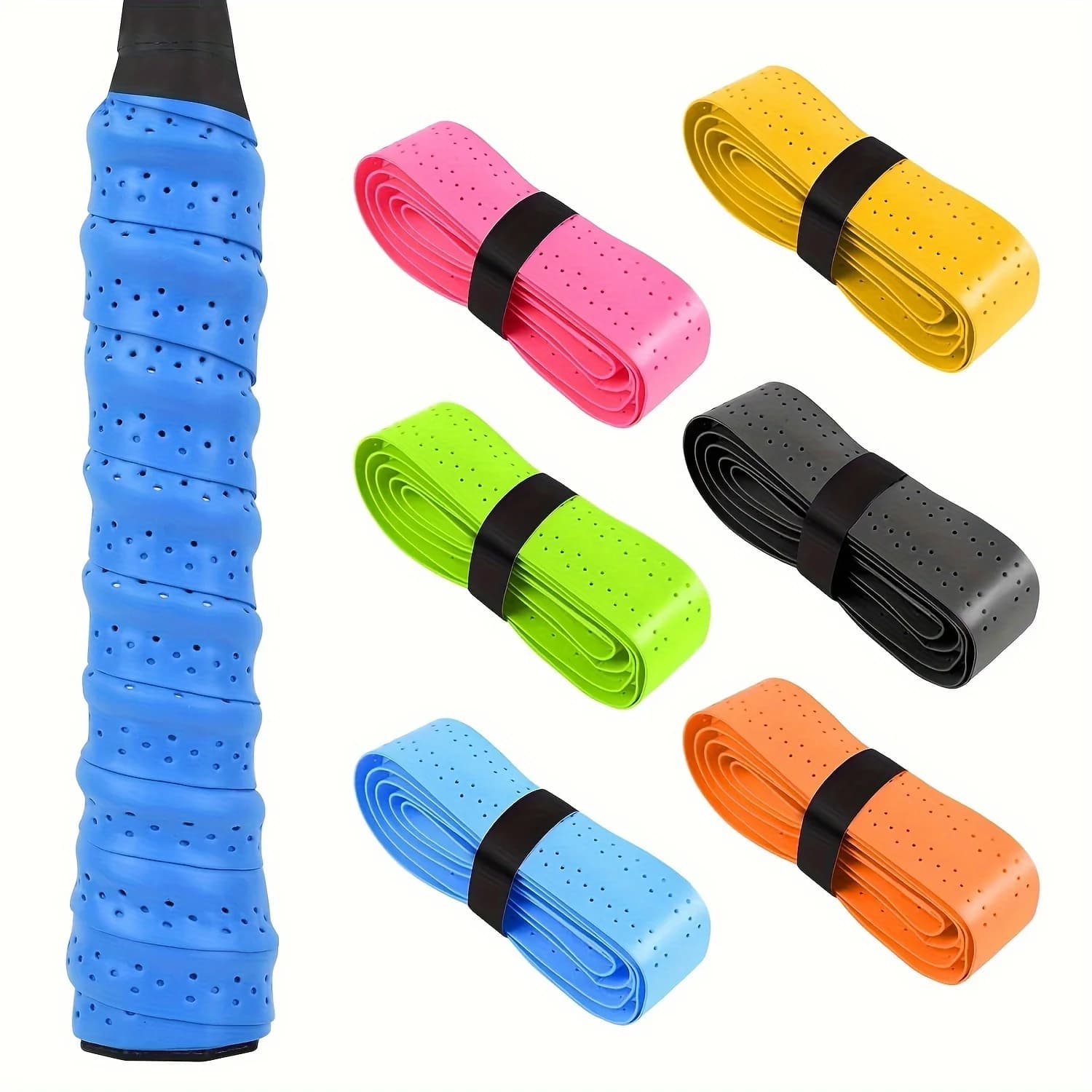 6 pcs anti-slip tennis rack tape absorbs sweat fishing rod outdoor winding belt sport badminton squash tape