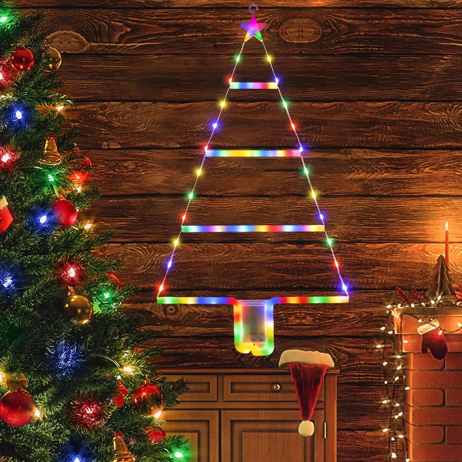 Luci a scaletta a LED per albero di Natale Ghirlanda a batteria Lucida a LED impermeabile per la decorazione del Capodanno del giardino esterno