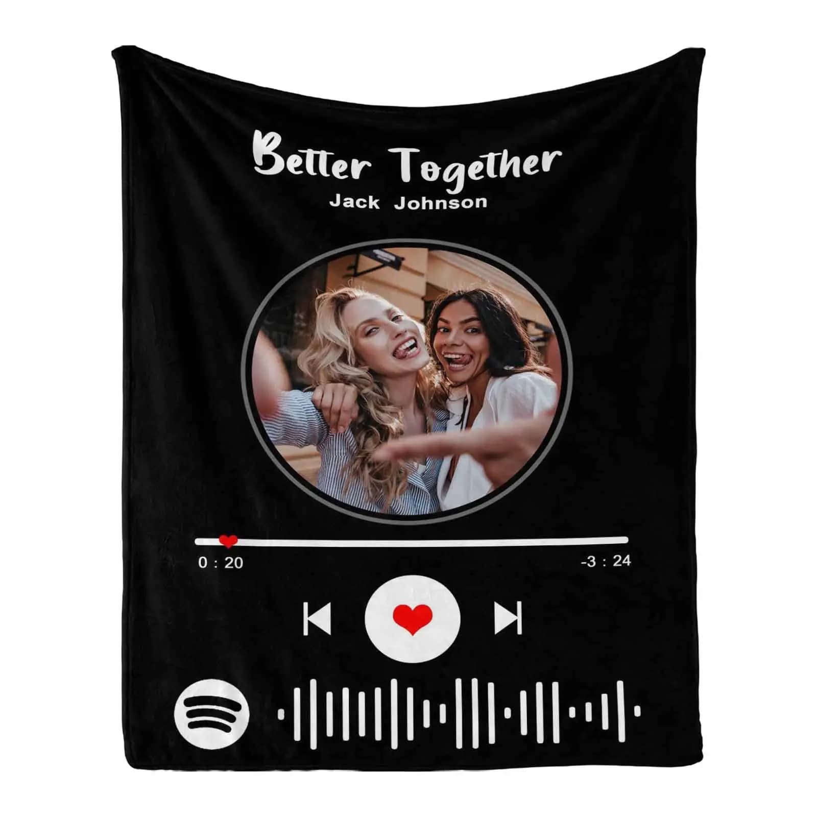 Regalo personalizzato per coperta musicale con codice Spotify per il migliore amico, sorella, regalo BFF - Coperta dell'amicizia personalizzata, progetta la tua coperta
